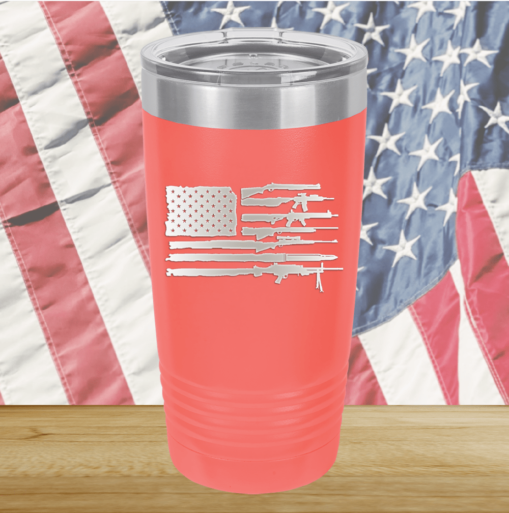 American Flag Guns Tumbler - Stainless Steel - 2585 -
