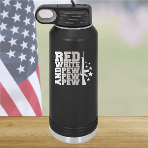 Red White and Pew Pew Pew Tumbler - Stainless Steel - 2665 -