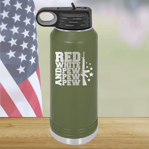 Red White and Pew Pew Pew Tumbler - Stainless Steel - 2665 -