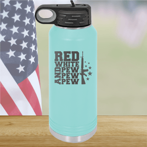 Red White and Pew Pew Pew Tumbler - Stainless Steel - 2665 -