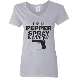 Not a Pepper Spray Kinda Girl V-Neck Women's T-Shirt for Republicans - 2668 -