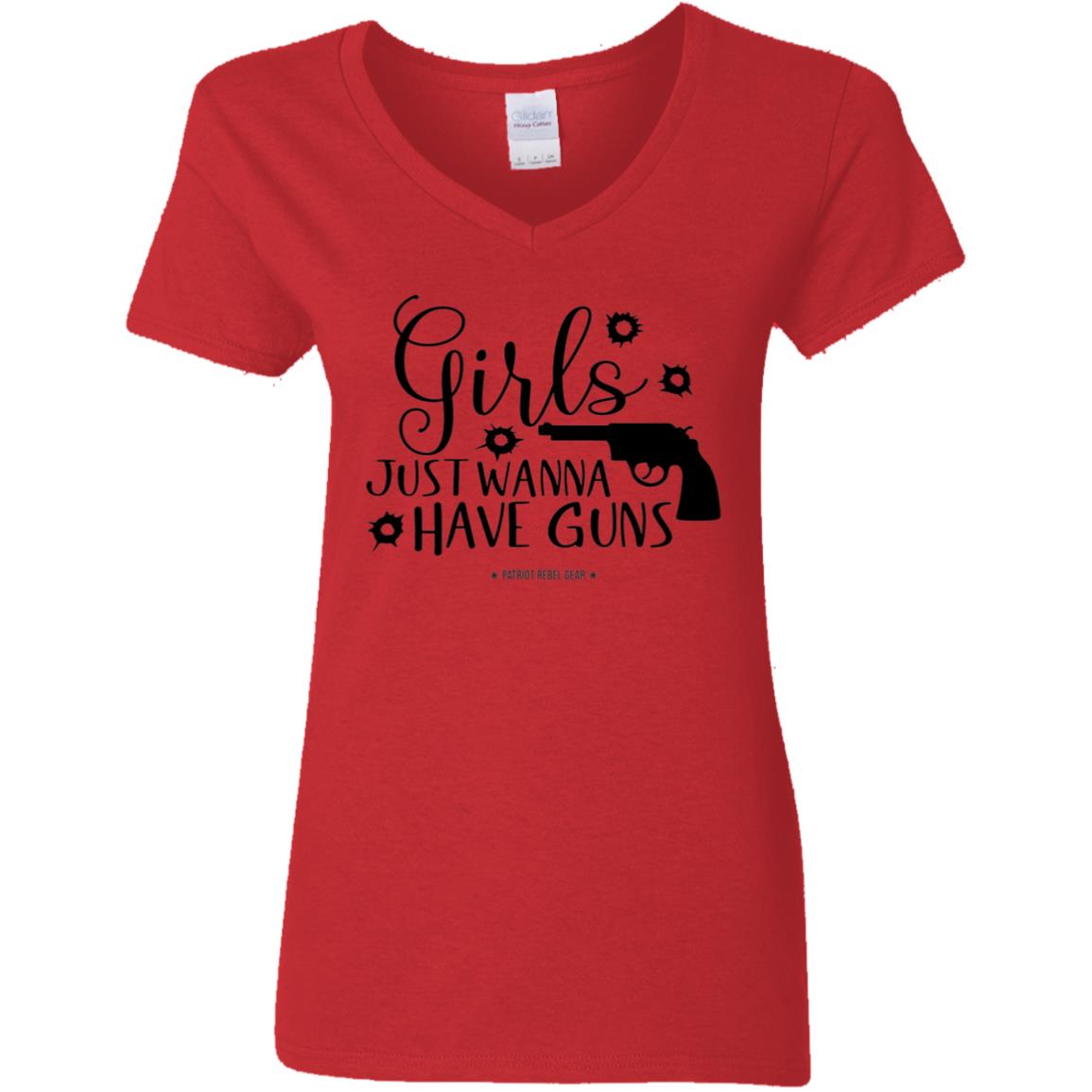 Girls Just Wanna Have Guns 2 V-Neck Women's T-Shirt for Republicans - 2667 -