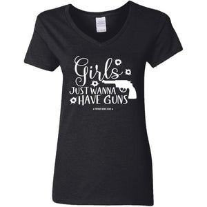 Girls Just Wanna Have Guns 2 V-Neck Women's T-Shirt for Republicans - 2667 -