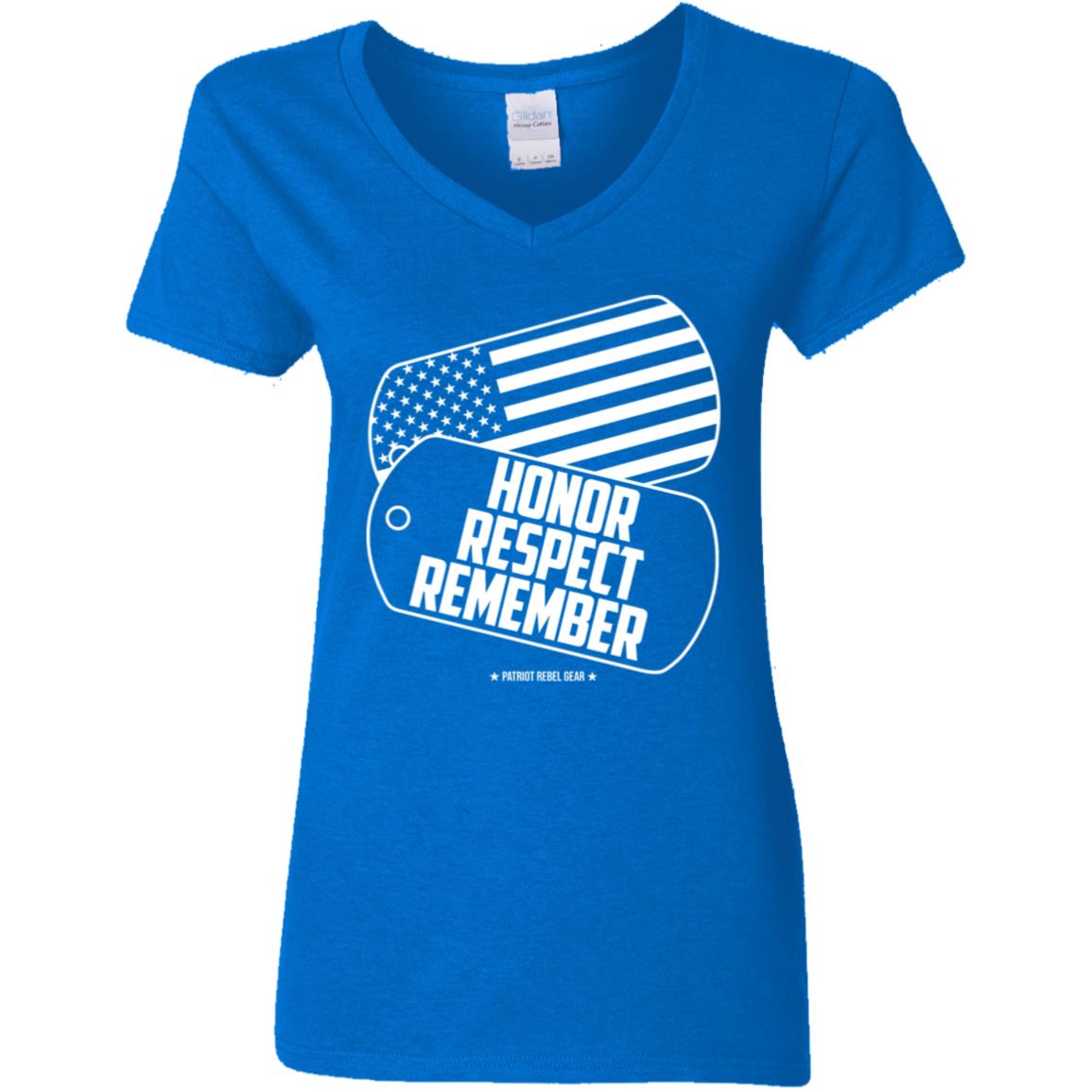 Honor Respect Remember Dog Tags V-Neck Women's T-Shirt for Republicans - 2630 -