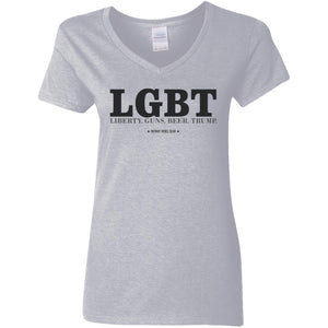 LGBT Liberty Guns Beer Trump V-Neck Women's T-Shirt for Republicans - 2616 -