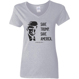 Save Trump Save America V-Neck Women's T-Shirt for Republicans - 2781