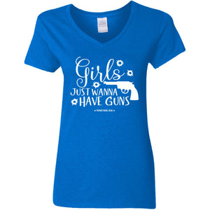 Girls Just Wanna Have Guns 2 V-Neck Women's T-Shirt for Republicans - 2667 -