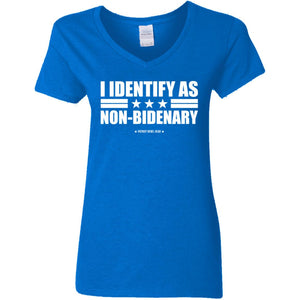 I Identify as Non-Bidenary V-Neck Women's T-Shirt for Republicans - 2618 -