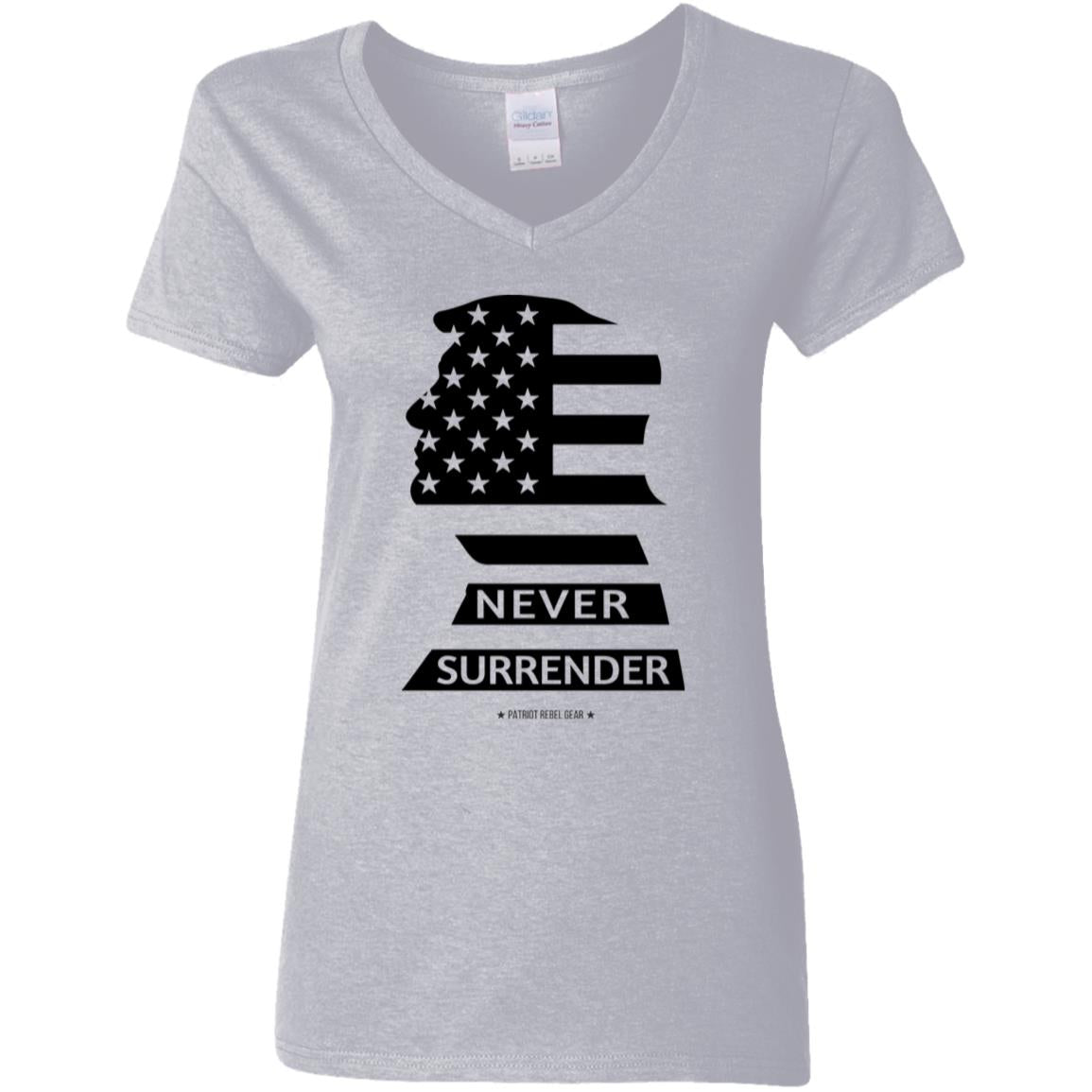 Never Surrender V-Neck Women's T-Shirt for Republicans - 2782