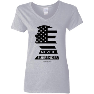 Never Surrender V-Neck Women's T-Shirt for Republicans - 2782