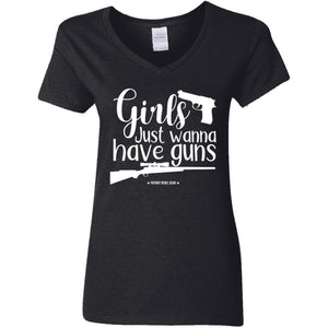 Girls Just Wanna Have Guns 1 V-Neck Women's T-Shirt for Republicans - 2666 -