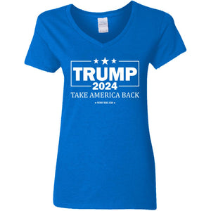 Trump Take America Back 2024 1 V-Neck Women's T-Shirt for Republicans - 2644 -