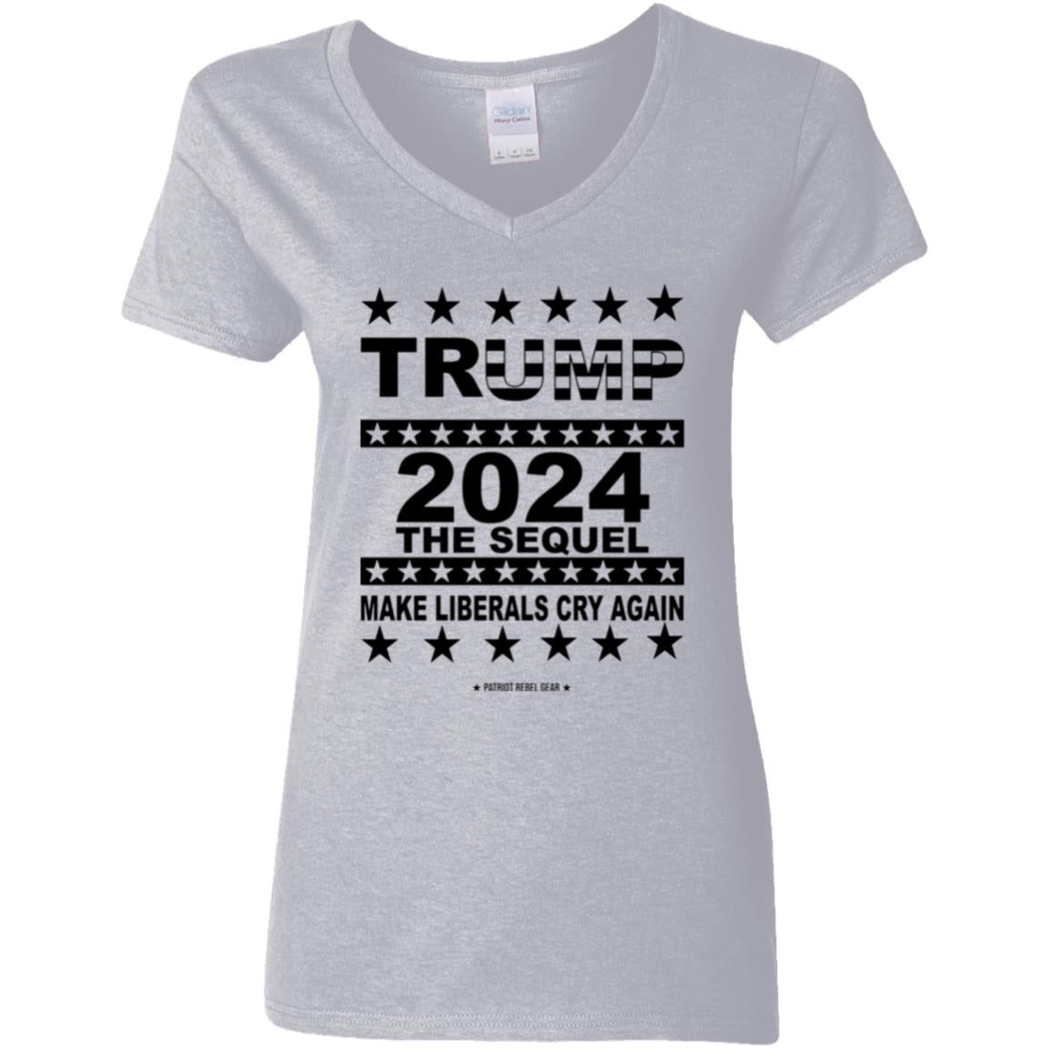 Trump 2024 The Sequel V-Neck Women's T-Shirt for Republicans - 2685 -