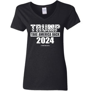 Trump Take America Back 2024 2 V-Neck Women's T-Shirt for Republicans - 2645 -