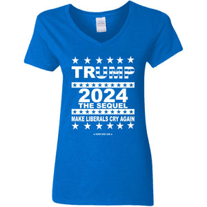 Trump 2024 The Sequel V-Neck Women's T-Shirt for Republicans - 2685 -