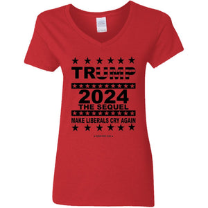 Trump 2024 The Sequel V-Neck Women's T-Shirt for Republicans - 2685 -