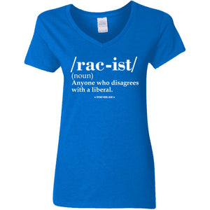 Rac-ist Definition V-Neck Women's T-Shirt for Republicans - 2661 -