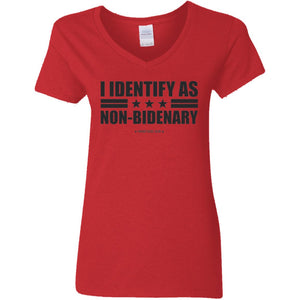 I Identify as Non-Bidenary V-Neck Women's T-Shirt for Republicans - 2618 -