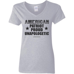 American Patriot Proud Unapologetic V-Neck Women's T-Shirt for Republicans - 2675 -