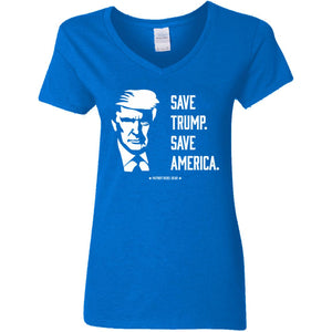 Save Trump Save America V-Neck Women's T-Shirt for Republicans - 2781