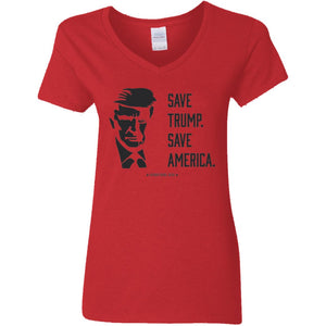 Save Trump Save America V-Neck Women's T-Shirt for Republicans - 2781