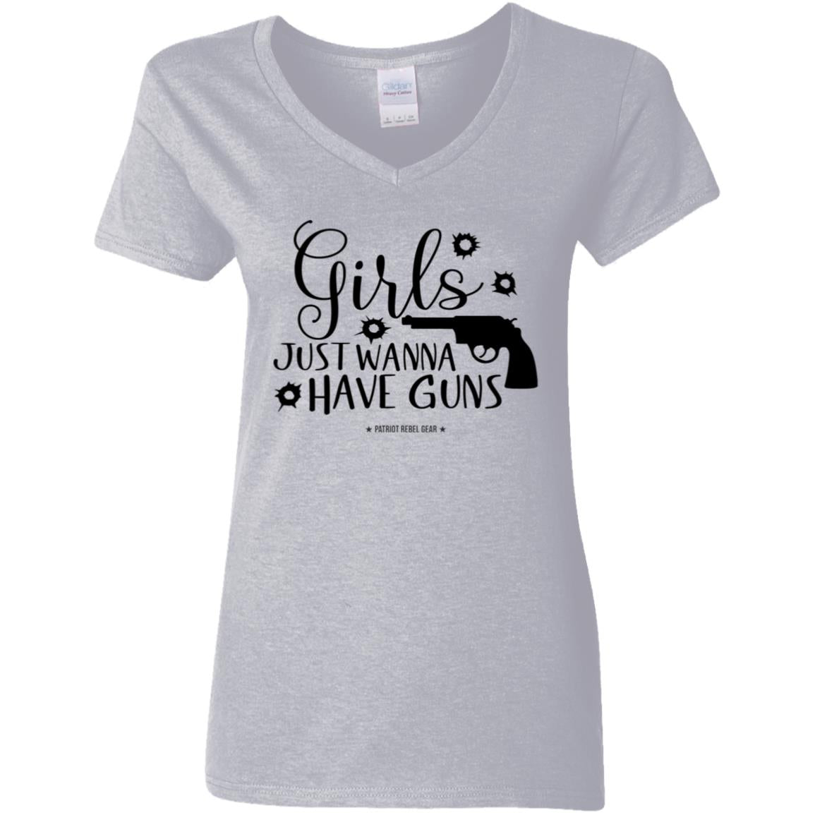 Girls Just Wanna Have Guns 2 V-Neck Women's T-Shirt for Republicans - 2667 -