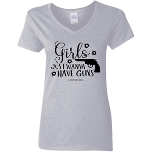 Girls Just Wanna Have Guns 2 V-Neck Women's T-Shirt for Republicans - 2667 -