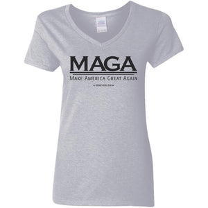 MAGA Make America Great Again V-Neck Women's T-Shirt - 2599 -