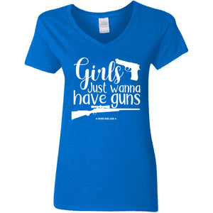 Girls Just Wanna Have Guns 1 V-Neck Women's T-Shirt for Republicans - 2666 -