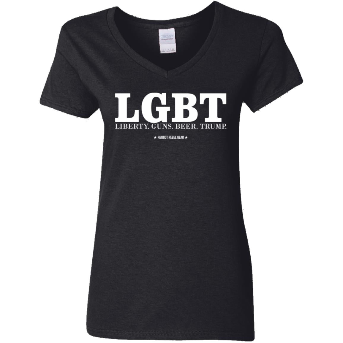 LGBT Liberty Guns Beer Trump V-Neck Women's T-Shirt for Republicans - 2616 -